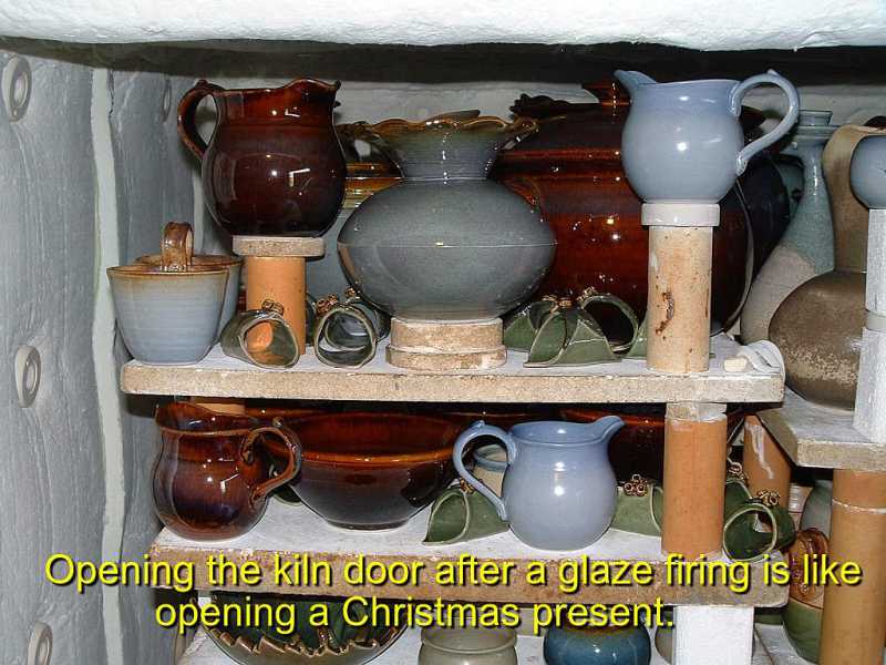 Glaze firing kiln door open