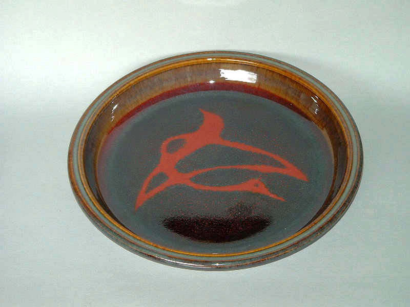 Platter with red bird motif